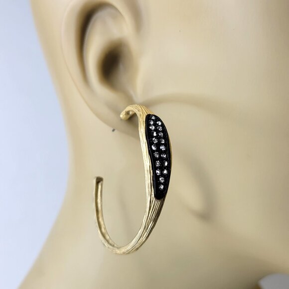 Gold Hoop Earrings With Crystals - Picture 2 of 10